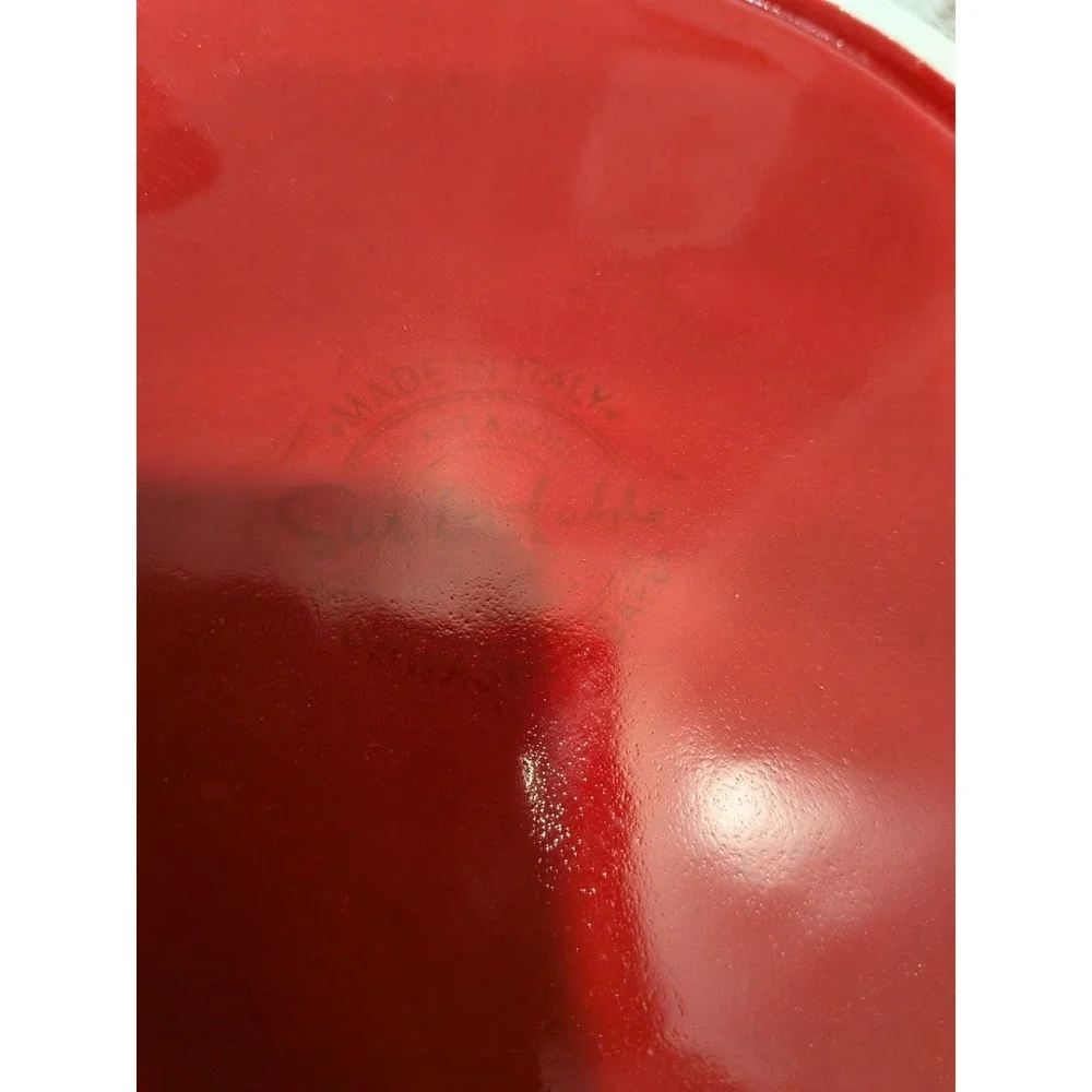 Sur La Table Italy Ceramic Serving Bowls Set of 2 Red Mustard Leaf Handles 9.5